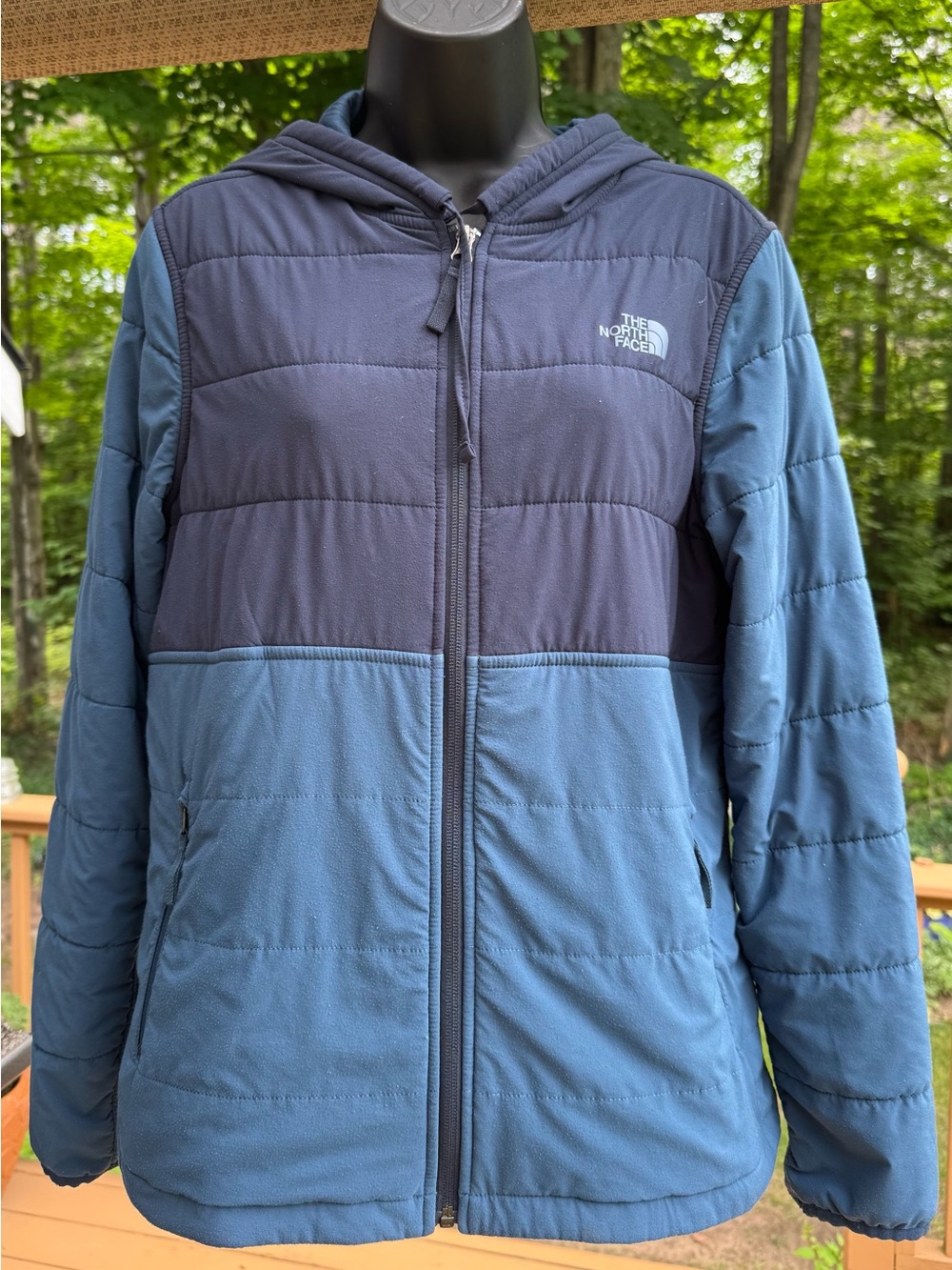 The North Face Women's Two-Tone Navy and Blue Hooded Jacket